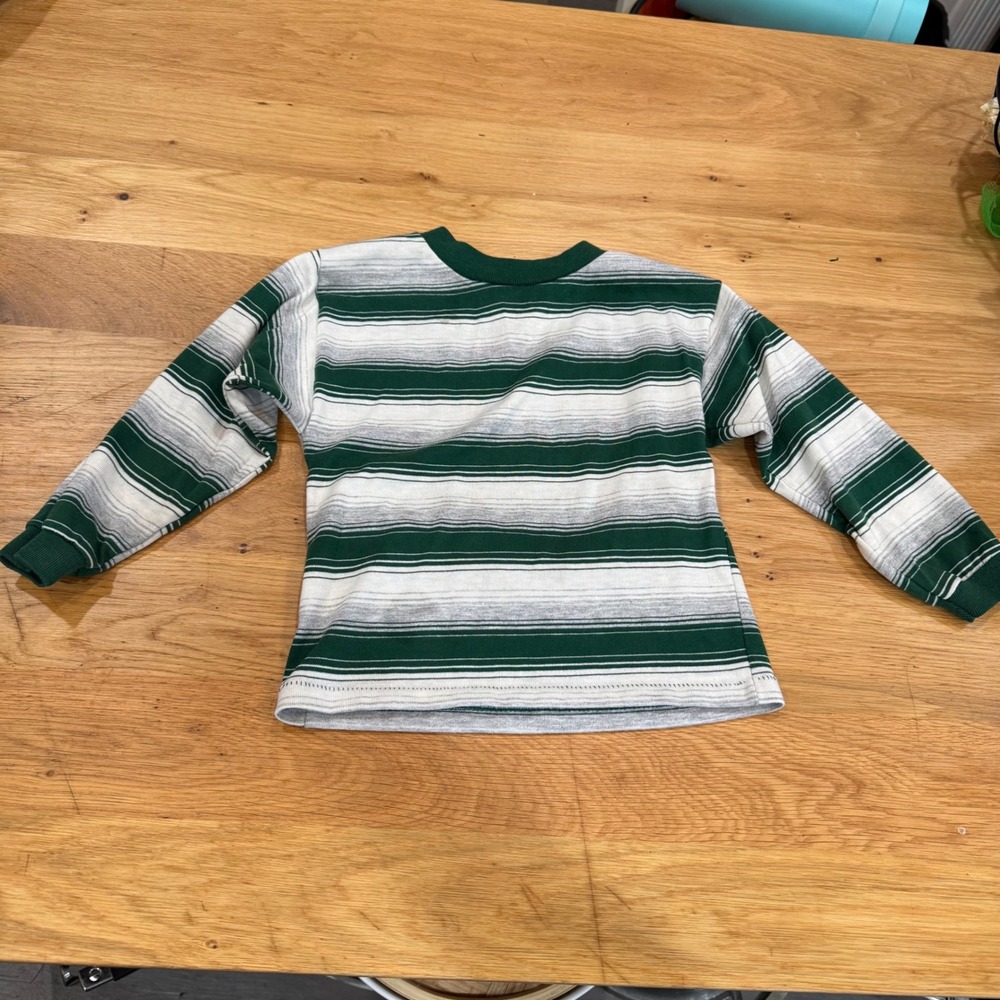 Vtg 90s Cheetah Mervyns Kids Striped Long Sleeve Shirt 3T Green White USA Made